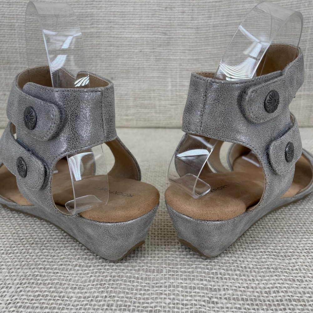 Rockport Briah Perf Sling Silver Metallic Wedge Sandals CH5113‎ Womens 7.5 M - Picture 10 of 11